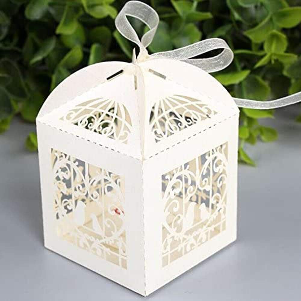Zorpia 50 Pcs Laser Cut Birdcage Favor Box Pack