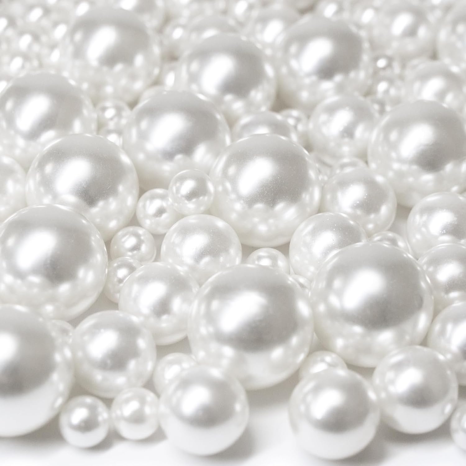 300Pcs White No Hole Faux Pearl Vase Filler Beads