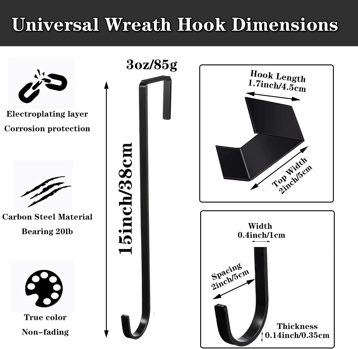 Osgow 15 Inch Wreath Hanger Steel 20lb Heavy Duty