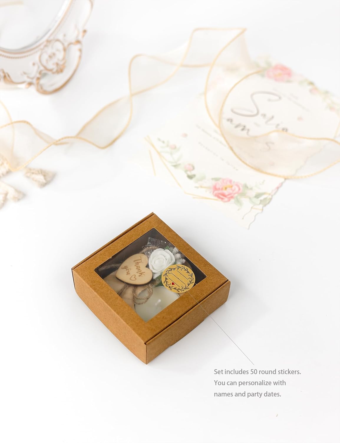 Wooden Tea Light Candle Holders for Wedding Favors 50 Pieces