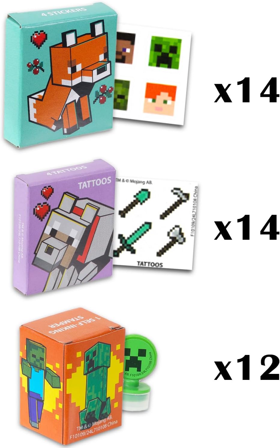 Minecraft Holiday Gift Exchange Set with 40 Party Favor Boxes