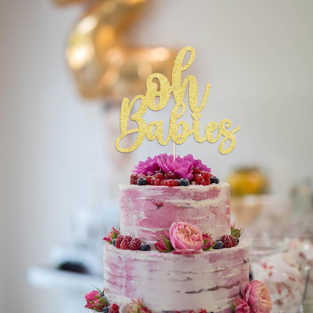 Gold Glitter Oh Babies Cake Topper for Twins