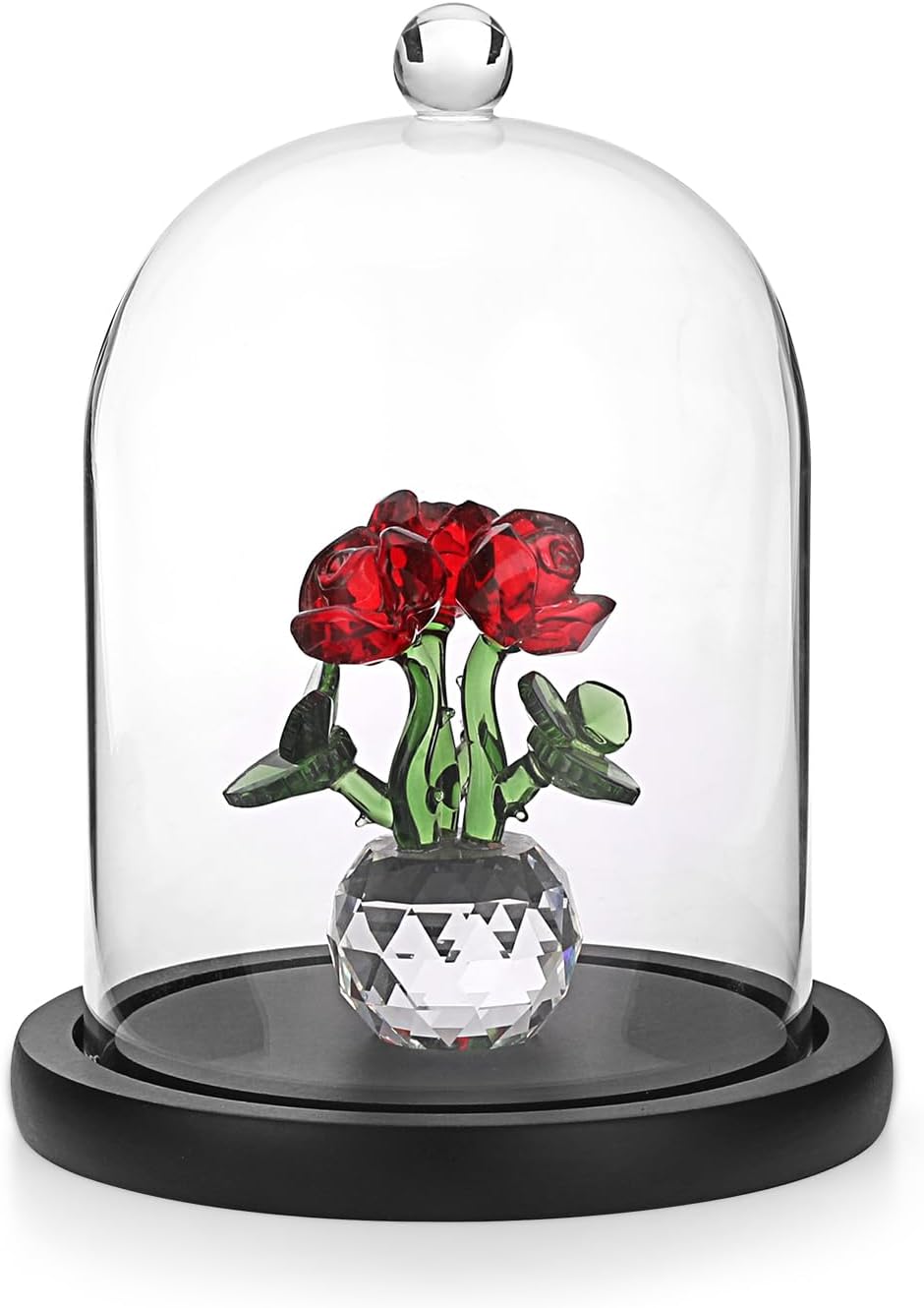 JUXYES Clear Glass Cloche with Wood Base