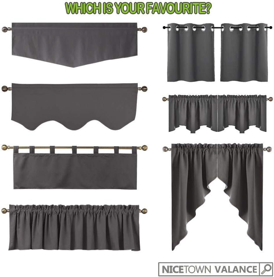 NICETOWN Half Window Pole Pocket Valance Curtains
