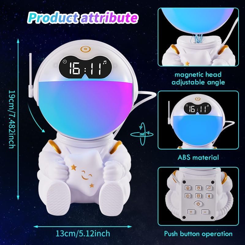 Astronaut Kids Sunrise Alarm Clock with Bluetooth Speaker