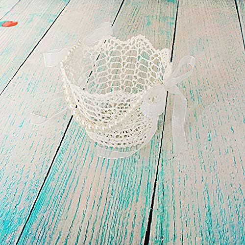 Lapuda Ivory Flower Girl Basket with Tulle and Pearls