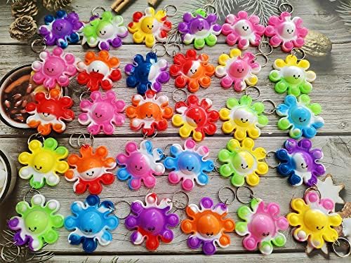 30 Pack Bulk Octopus Mini Pop Keychain Fidget Toy