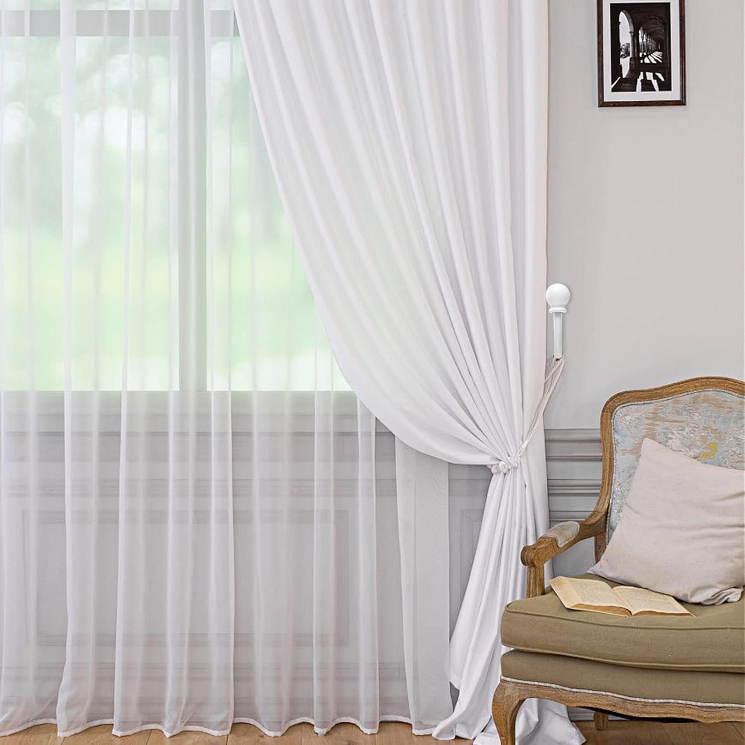 Sumnacon Set of 2 Decorative Curtain Holdbacks White