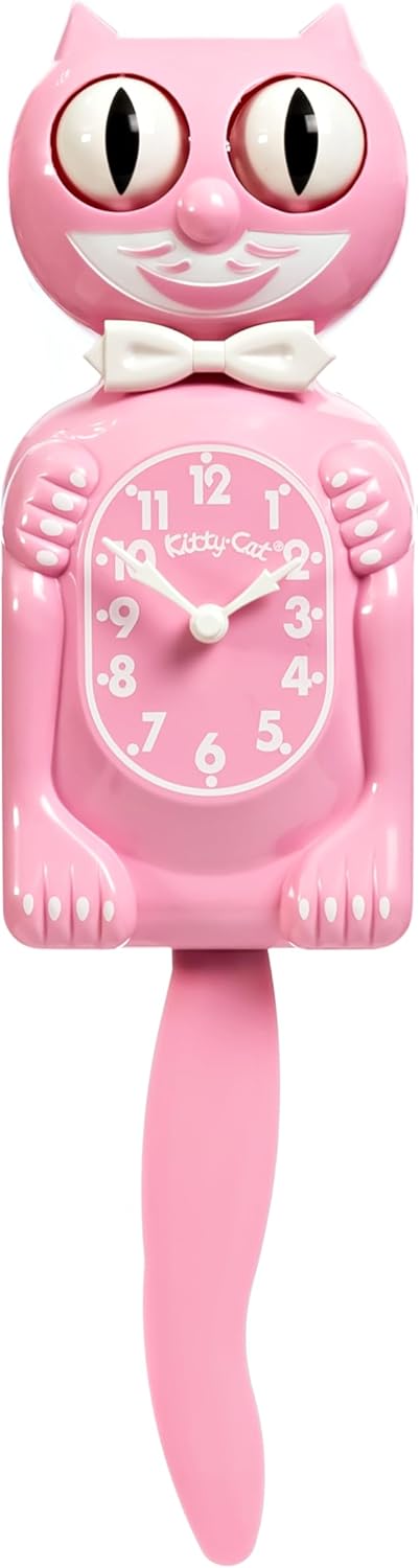 Pink Satin Kitty-Cat Klock for Kids Room