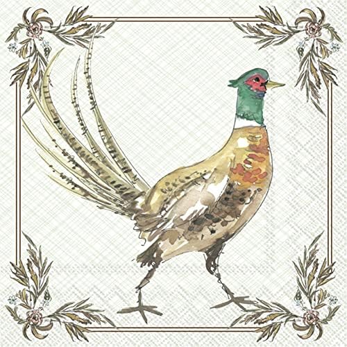Ihr Ideal Home Cocktail Napkins 5x5 Pheasant 20-Count