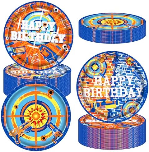 48pcs Dart War Themed Paper Plates for Parties