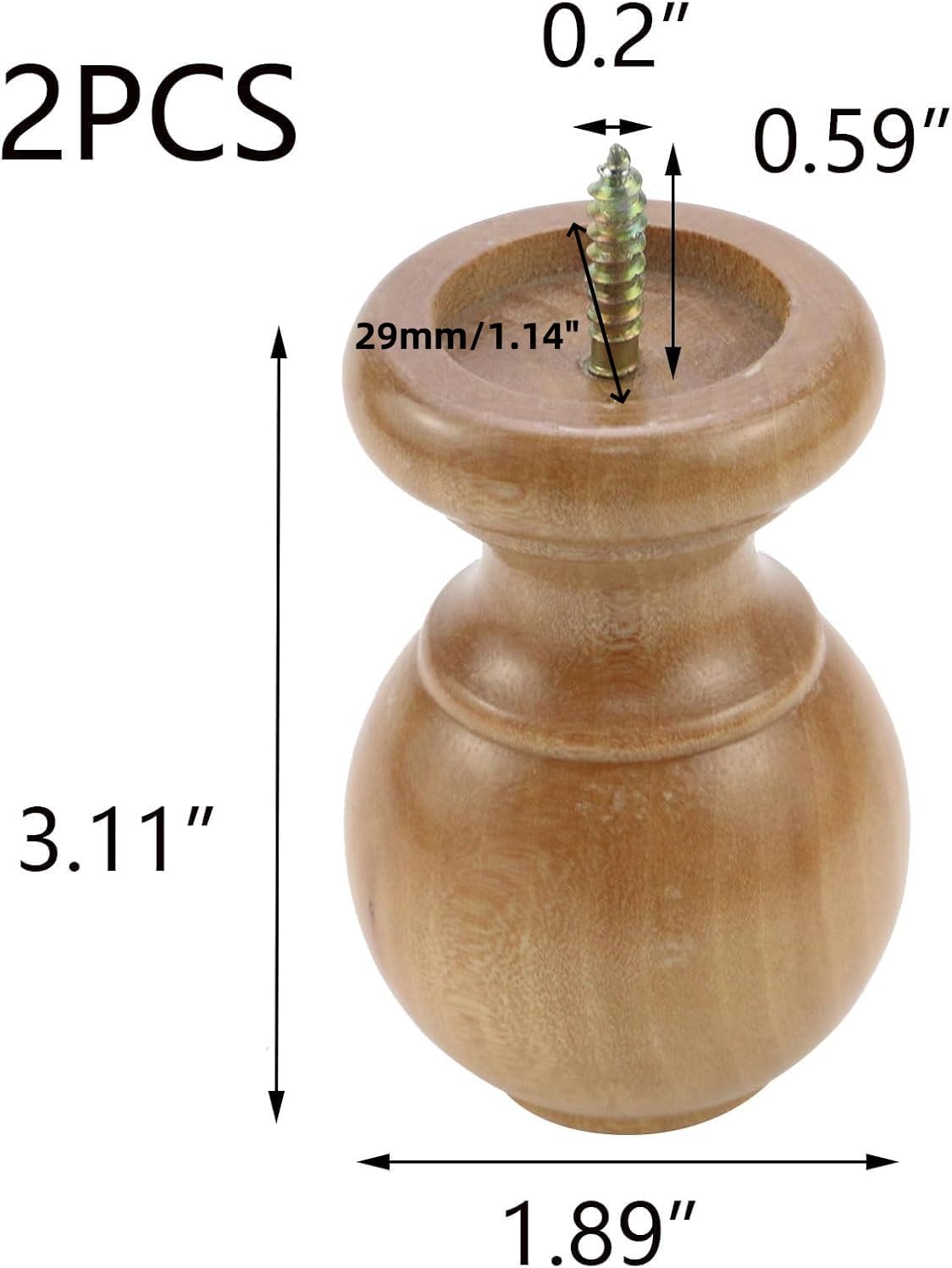 T Tulead Wood Curtain Rod Finials Pack of 2