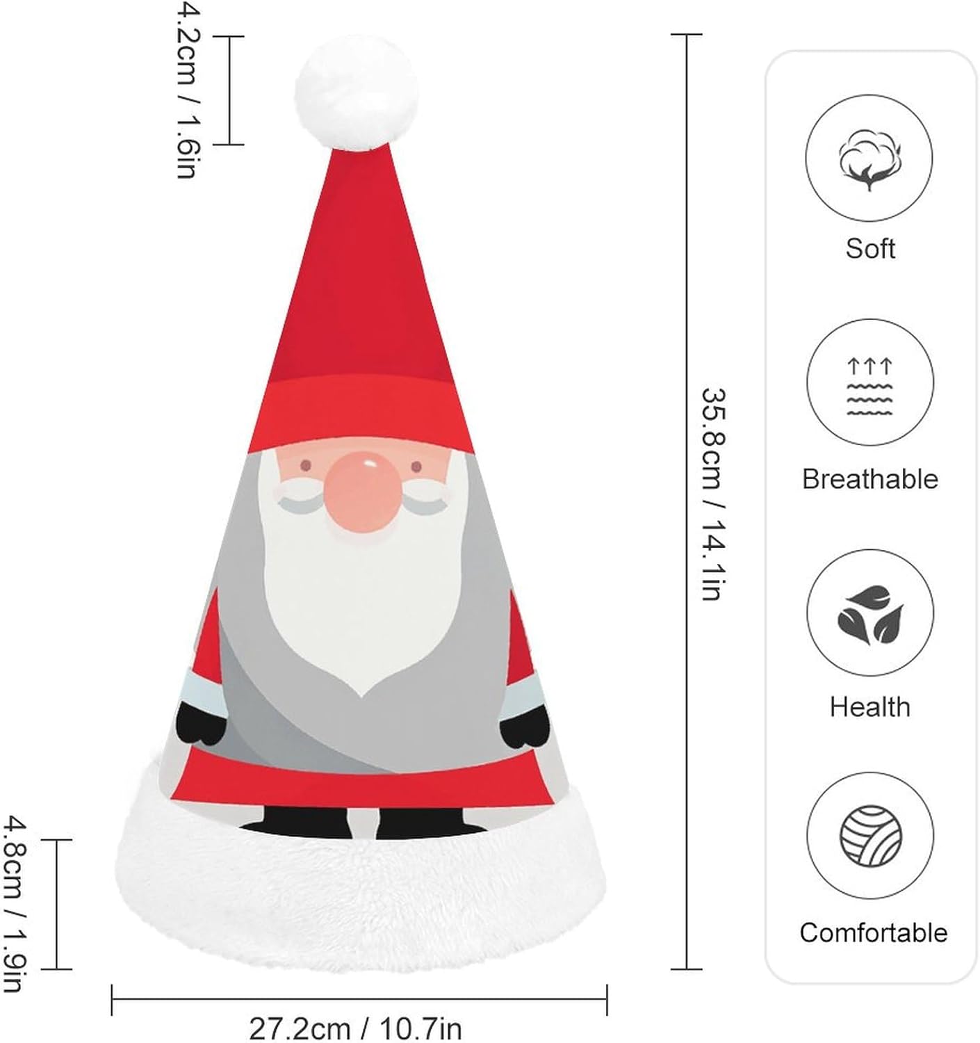Santa Hat Gnome Christmas Headwear for Adults