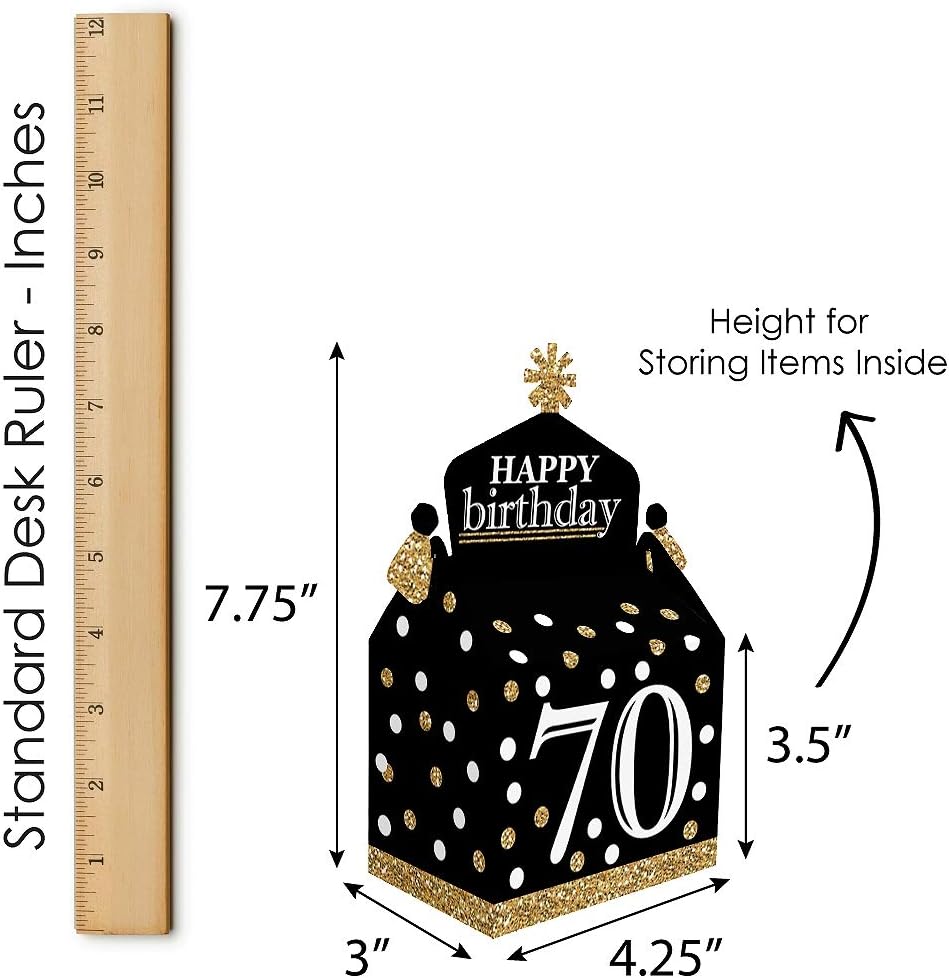 Big Dot of Happiness 70th Birthday Gold Treat Boxes Set of 12