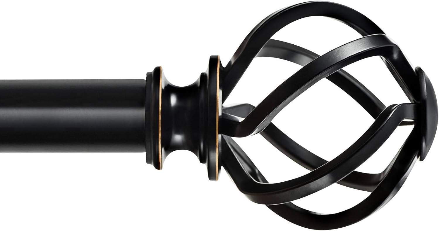 KAMANINA 2pcs Black Finials for Curtain Rods
