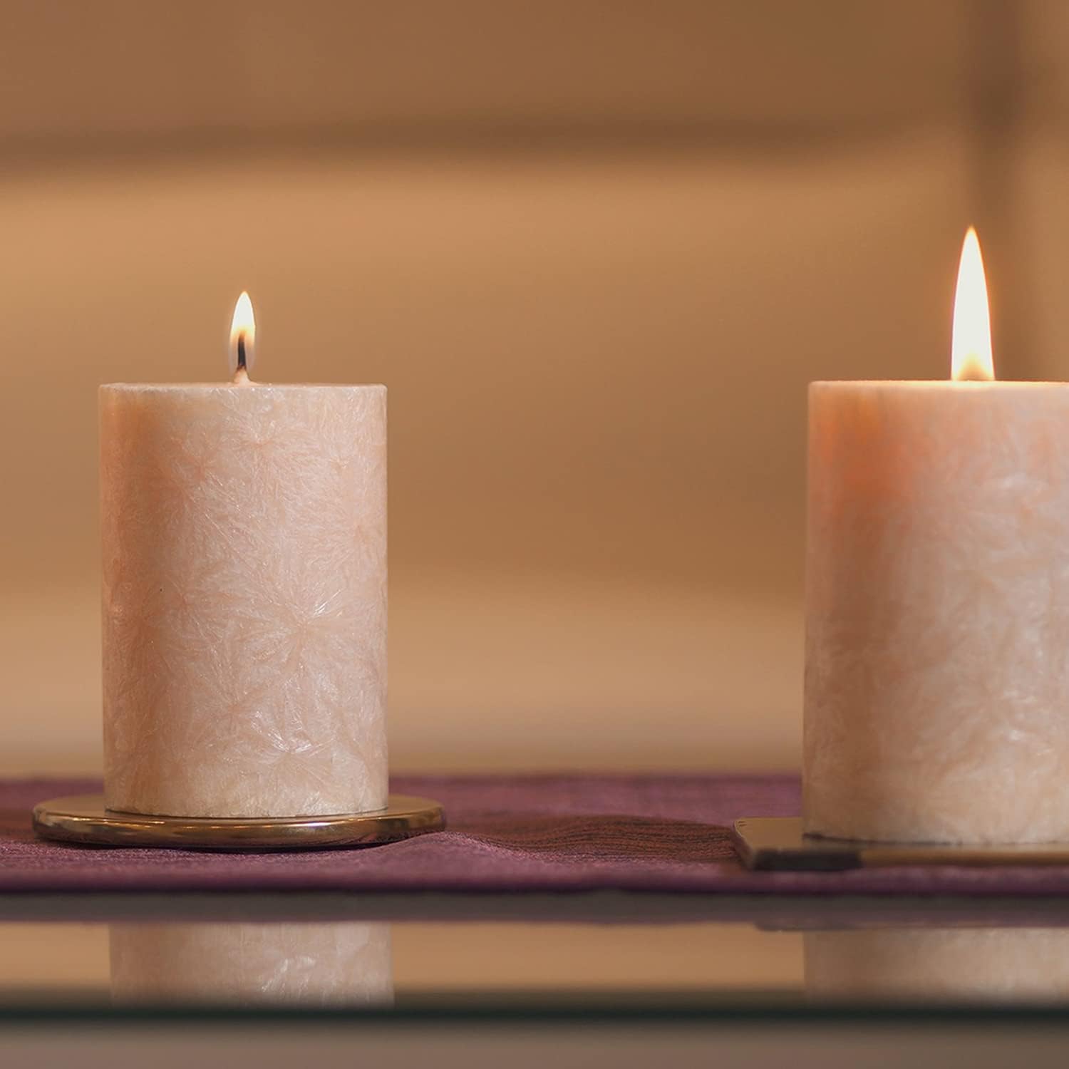 GreenSpark Natural Unscented Pillar Candles Set of 4 Marble White