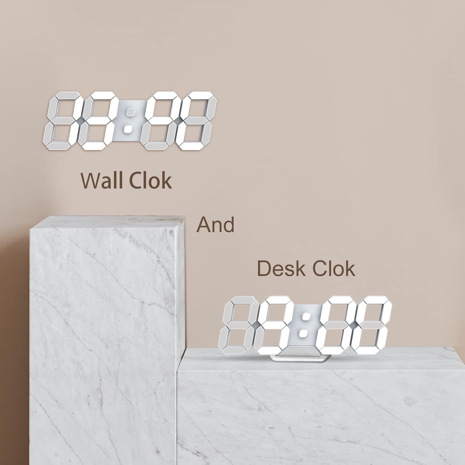 WISE TIGER 3D LED Wall Clock with Alarm and USB Nightlight