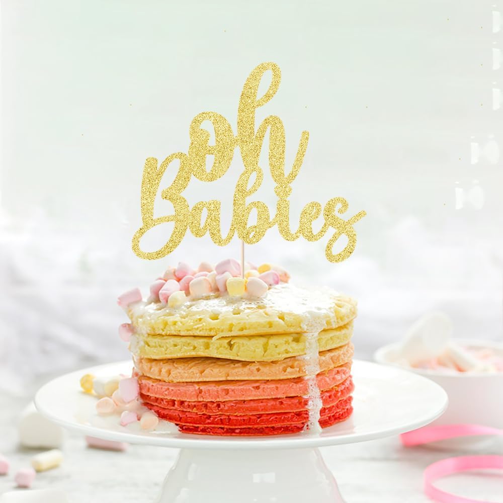 Gold Glitter Oh Babies Cake Topper for Twins