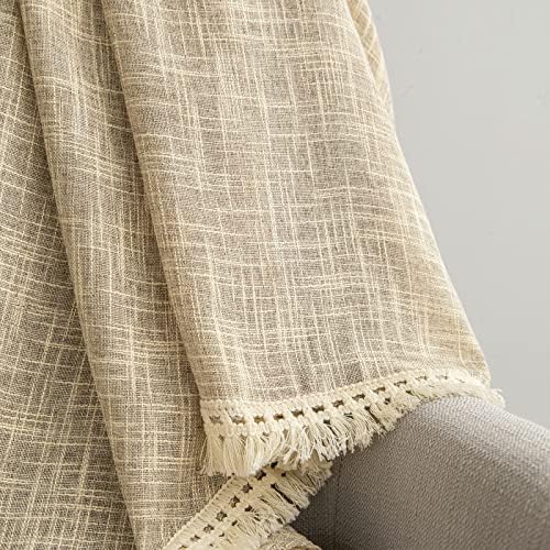 Beda Home Tassel Linen Textured Swag Valance - Farmhouse Style 36x63 Inch 1 Pair