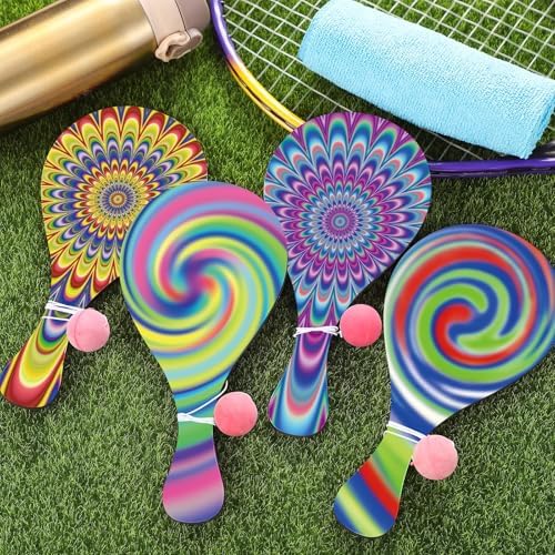 VioraWhite 36 Pcs Psychedelic Paddle Ball Set