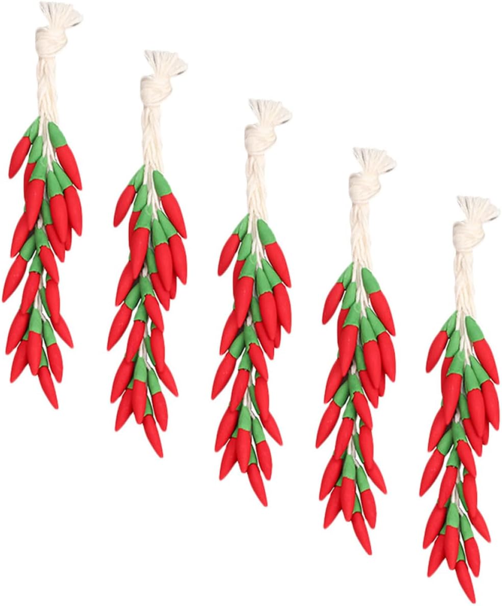 GLEAVI 5 Strings Lifelike Chili Props for Home Decor