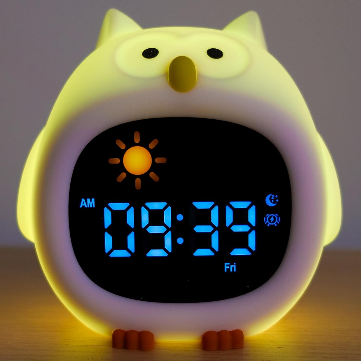 Avalynese Owl Alarm Clock with Night Light and Sound Machine