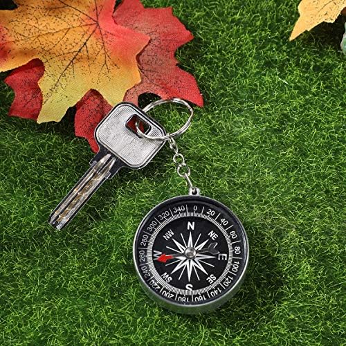 Toyvian 12Pcs Alloy Compass Keychain - Silver Pirate Themed Travel Keychain
