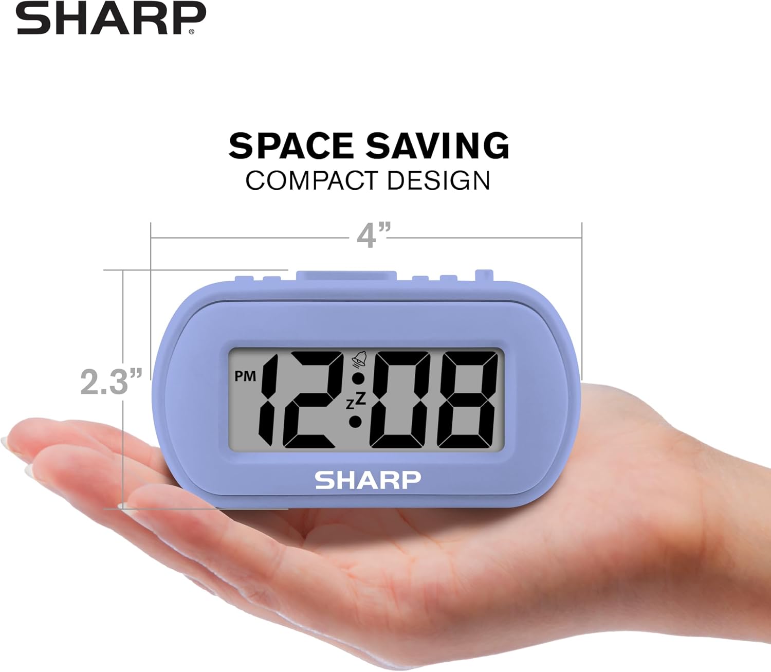 Sharp Digital Alarm Clock with Blue Backlight and Soft Tactile Finish