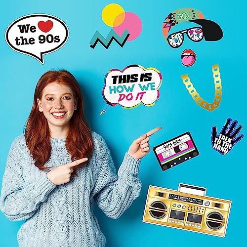 Tvorvik 90s Photo Booth Props 39pcs Hip Hop Decorations