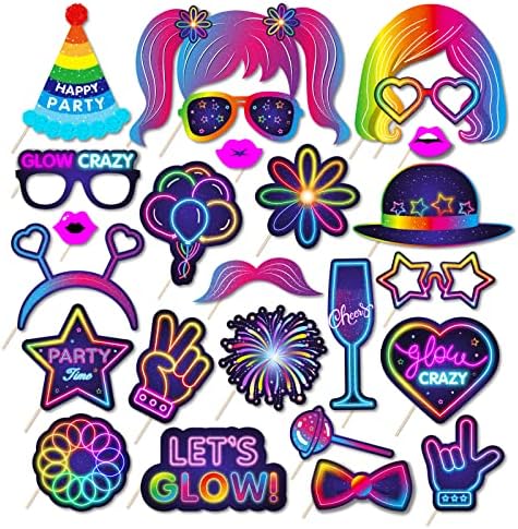 25pcs Glow Neon Photo Booth Props with Stick