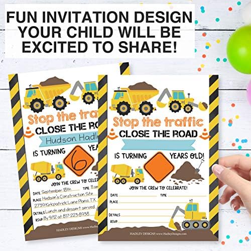Hadley Designs Construction Birthday Invitations Set of 25