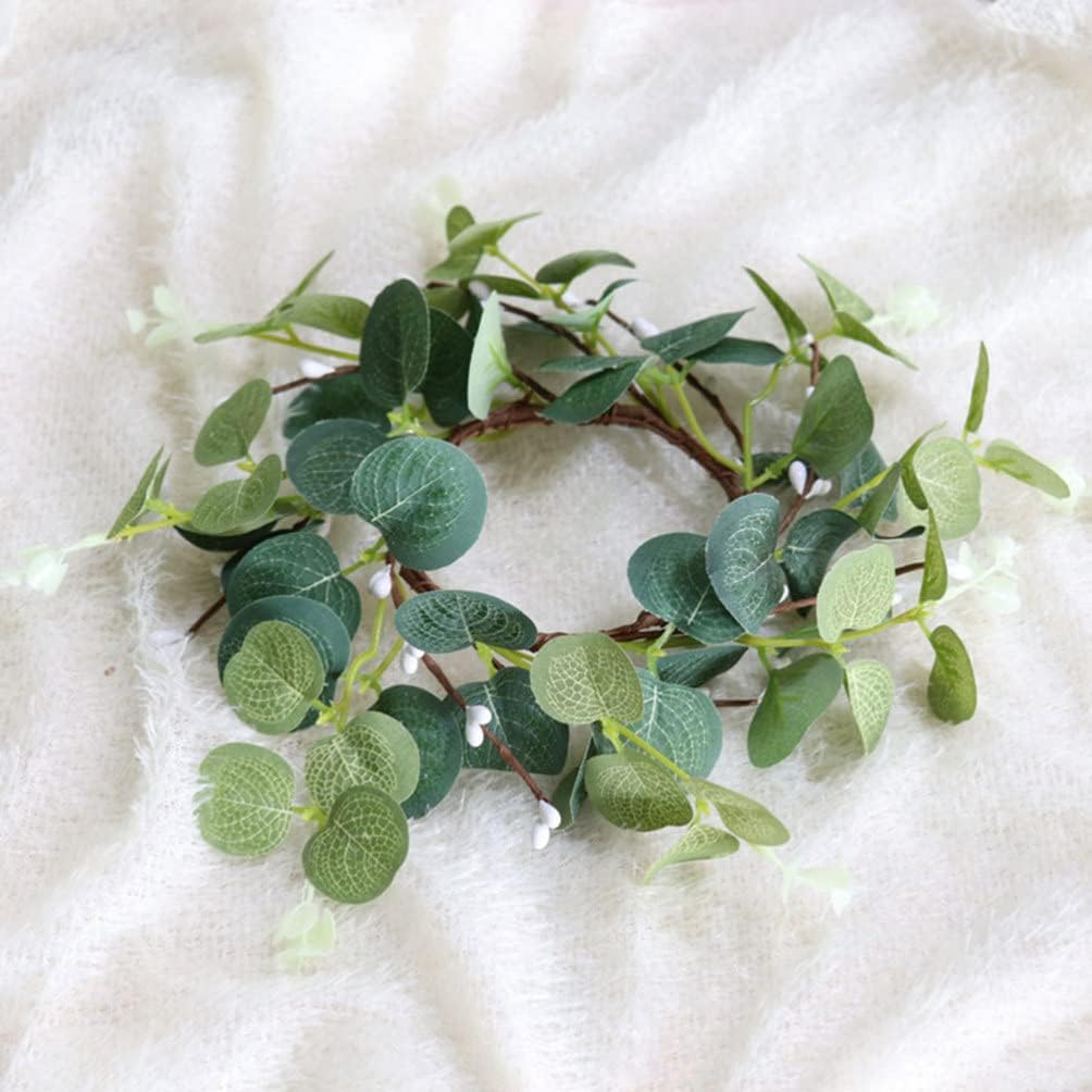 Zerodeko 4pcs Eucalyptus Candle Wreaths for Home Decor