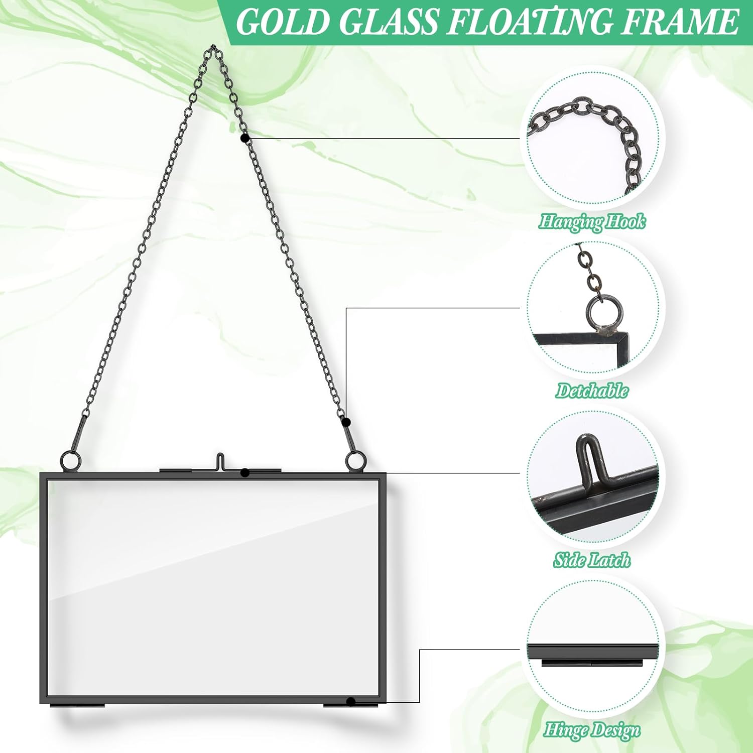 Geetery 9 Pcs Black Hanging Glass Frame for Dried Flowers