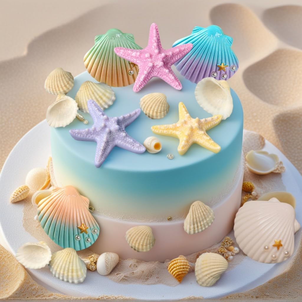 JeVenis Sea Shells Cake Decor for Ocean Theme Party