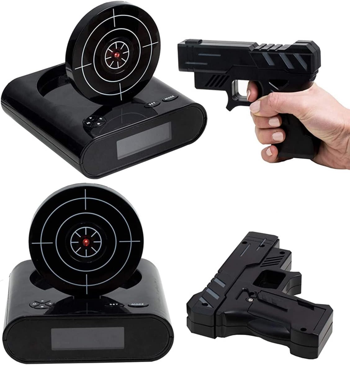 EC VISION Gun Alarm Clock with Recording Feature - Black