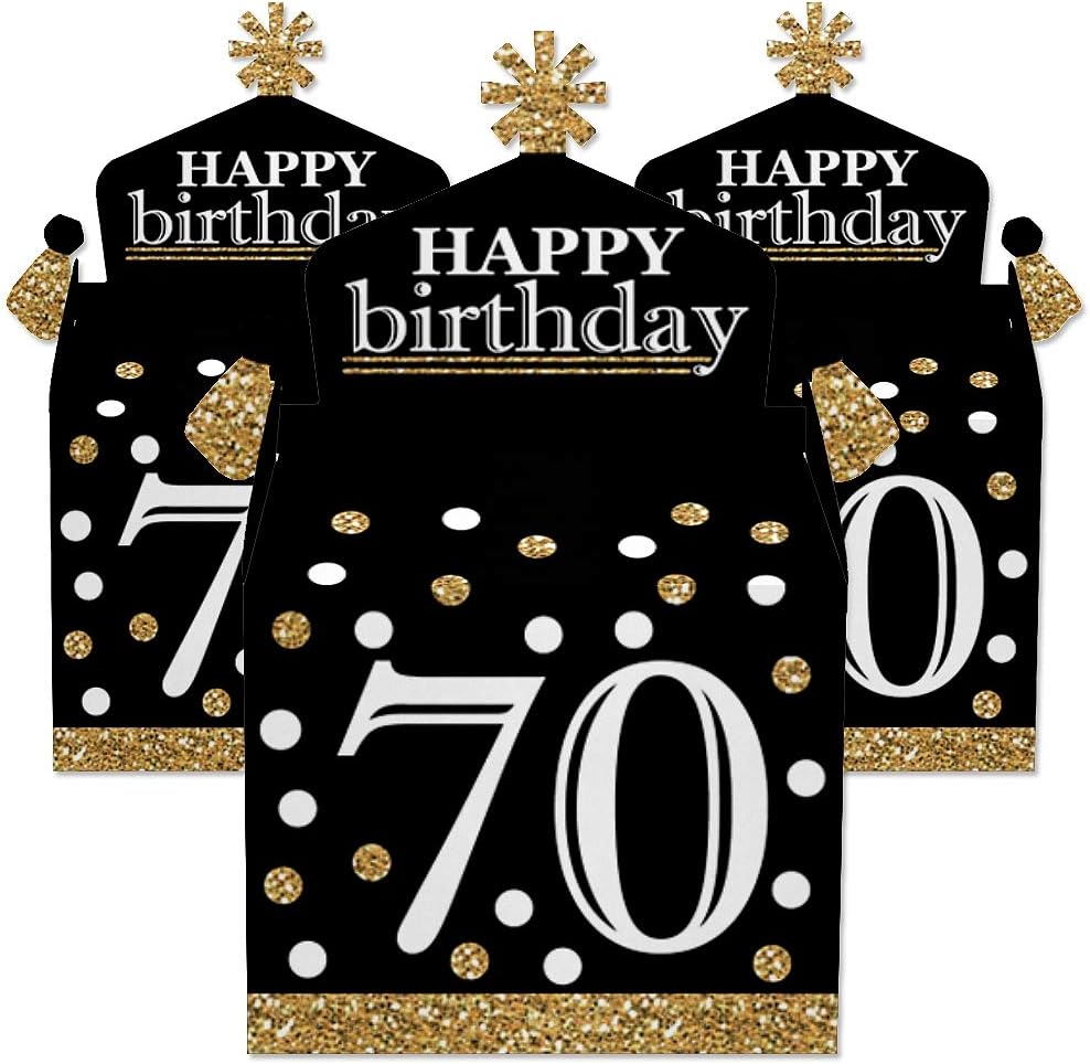 Big Dot of Happiness 70th Birthday Gold Treat Boxes Set of 12