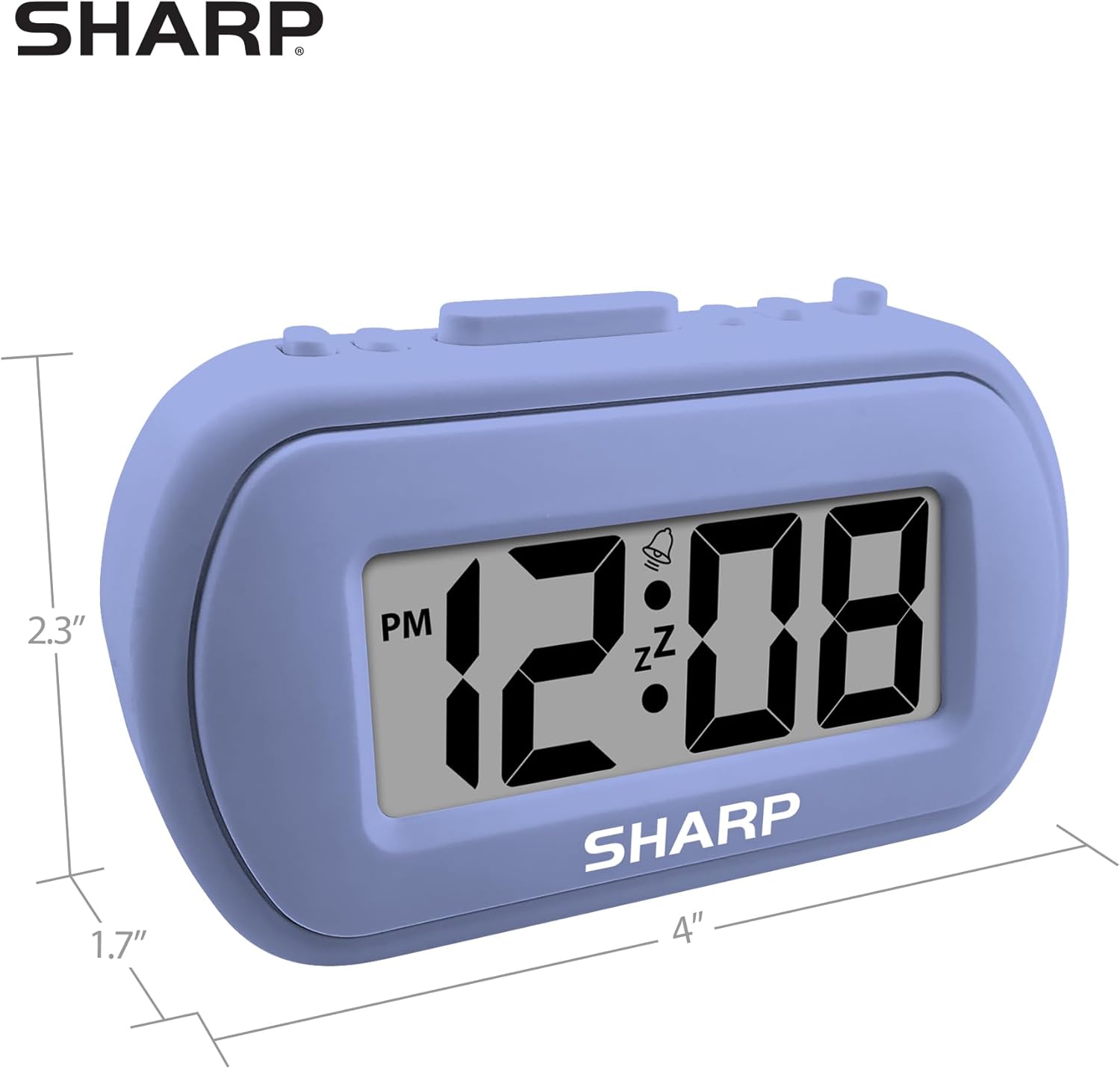 Sharp Digital Alarm Clock with Blue Backlight and Soft Tactile Finish