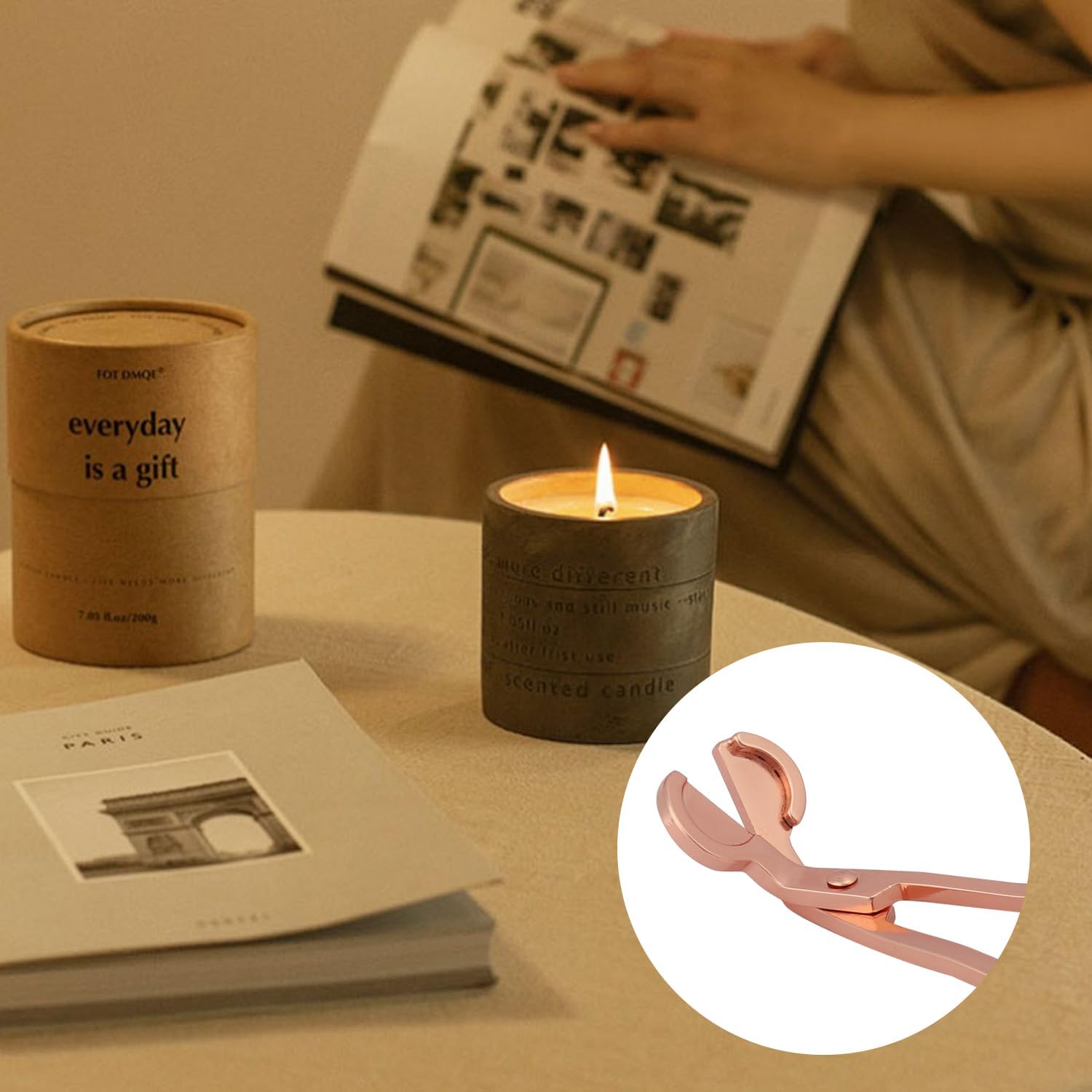 6 PCS Rose Gold Candle Wick Trimmer Stainless Steel