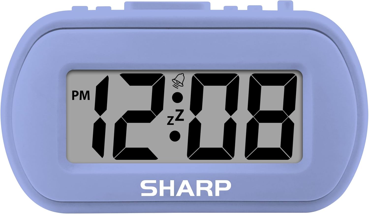 Sharp Digital Alarm Clock with Blue Backlight and Soft Tactile Finish
