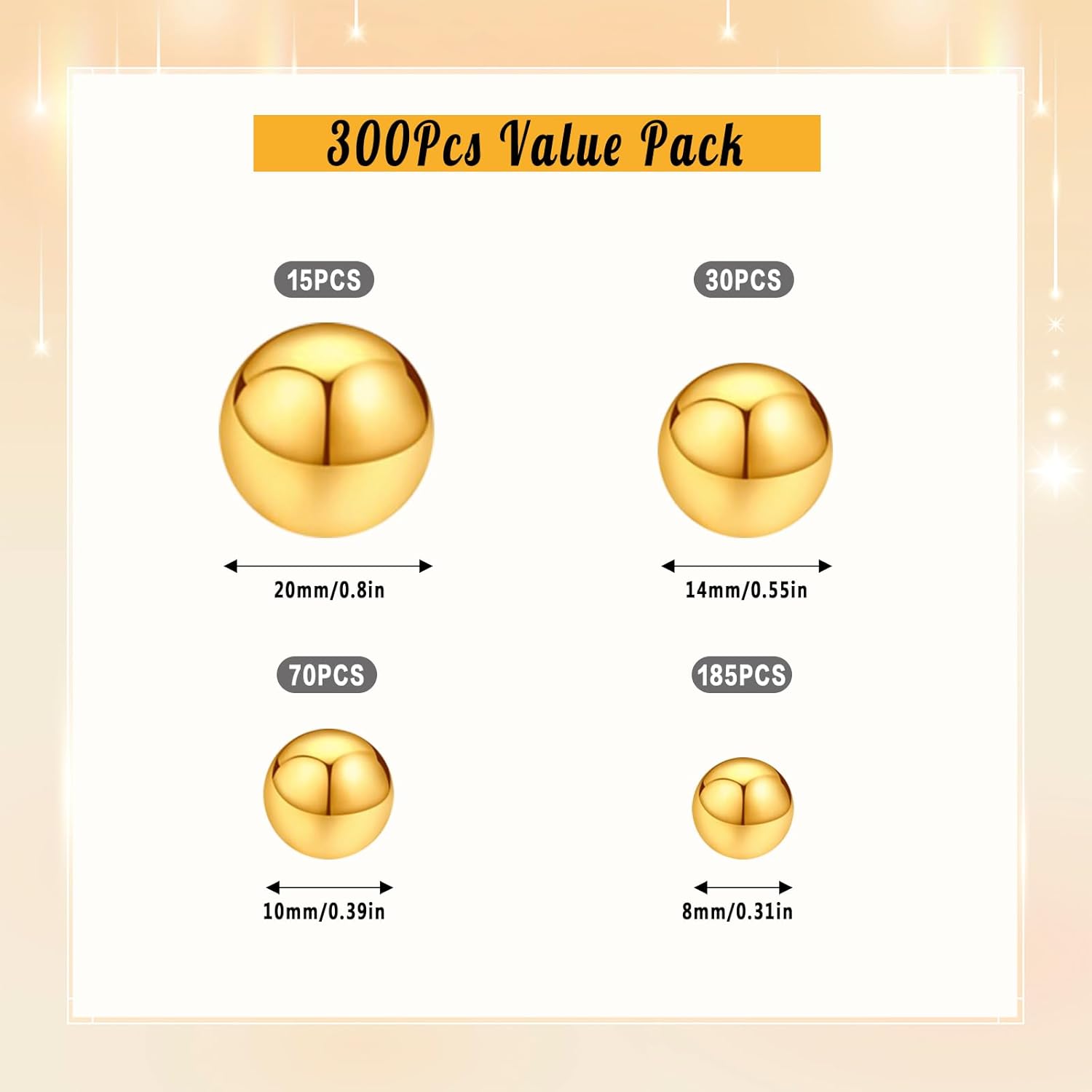 300Pcs BrightGold Faux Pearl Beads for Vase Fillers