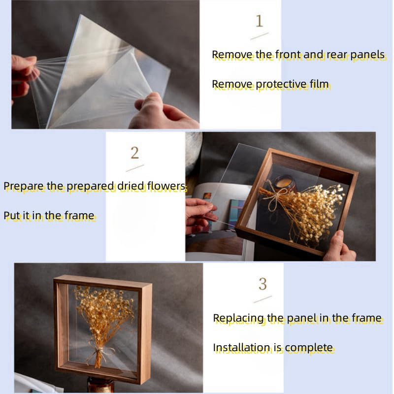 Wooden Dried Flower Photo Frame with Shadow Box Display Area 8x10 Black