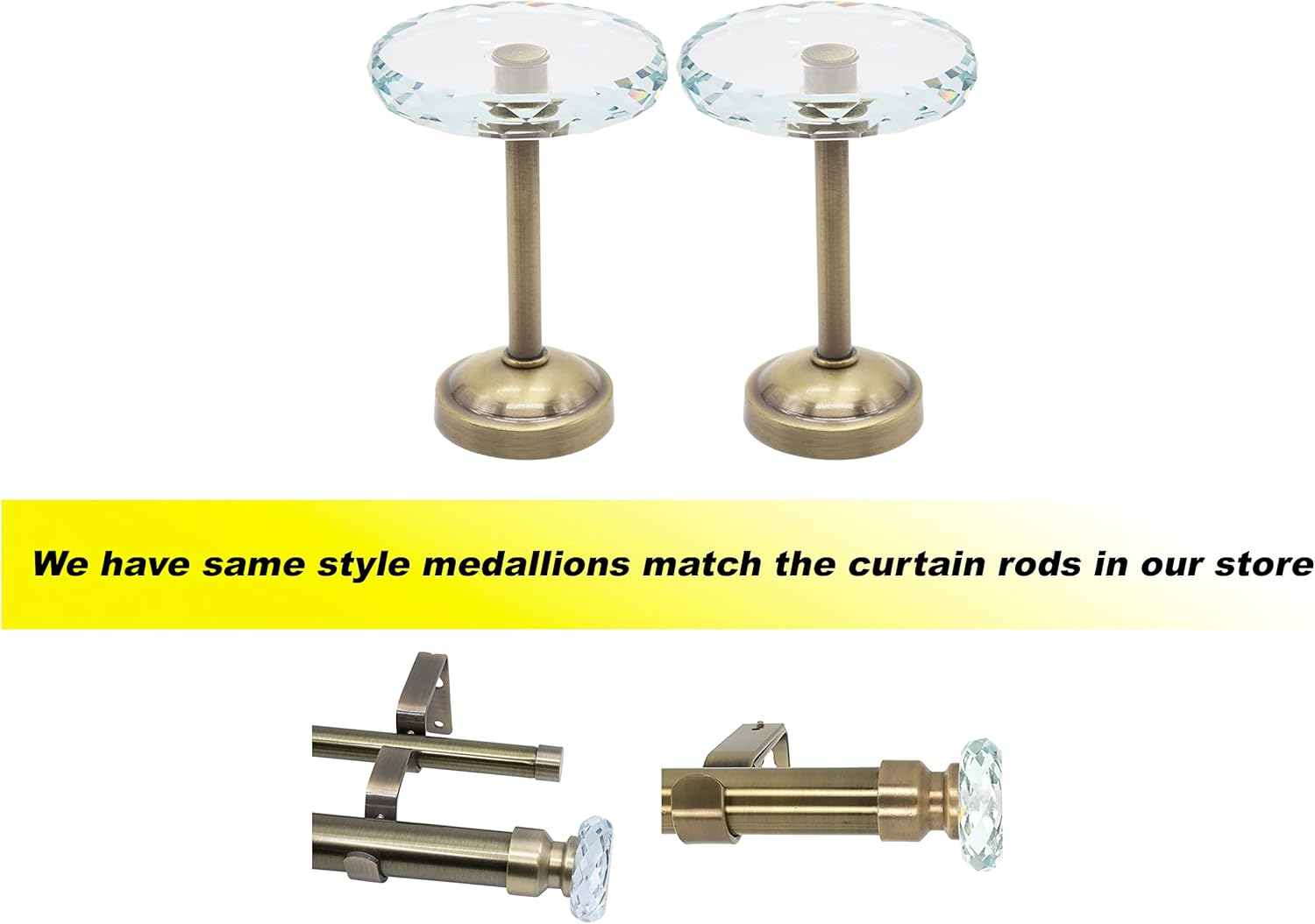 MERIVILLE 1 Inch Double Curtain Rod with Crystal Finials