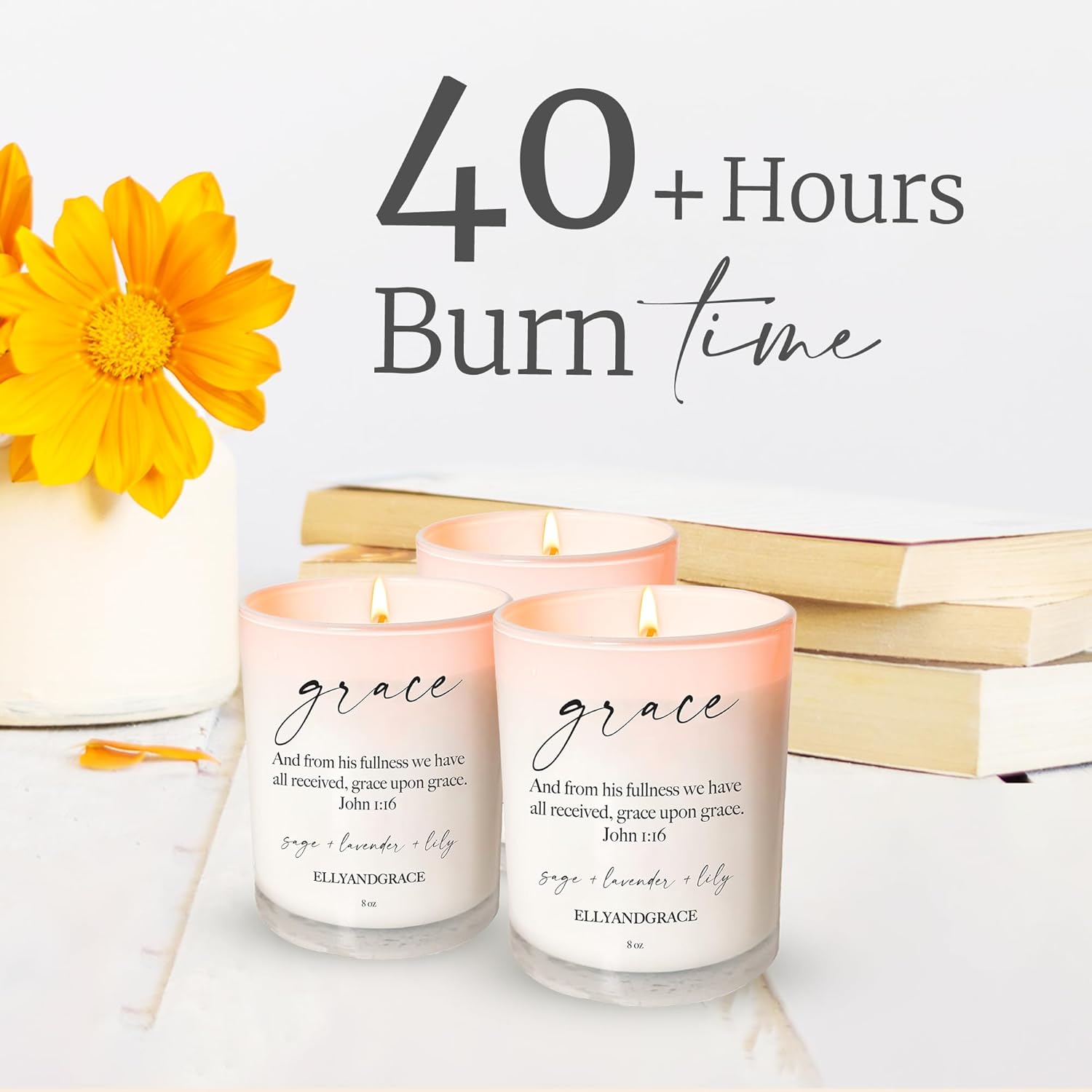 Elly Grace Scented Soy Candle with Bible Verse