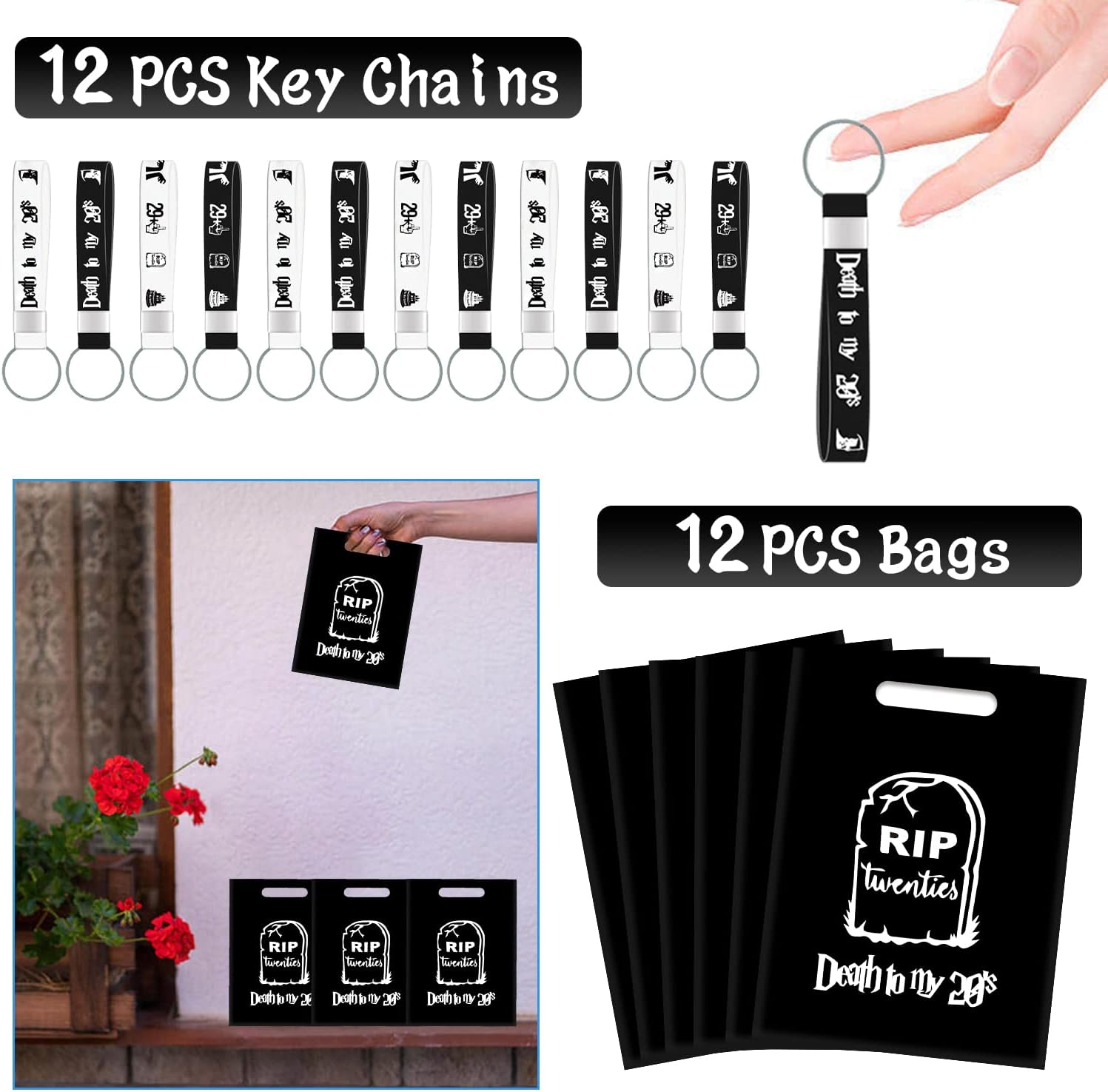 60PCS Death to My 20s Party Favors Black 30th Birthday Supplies