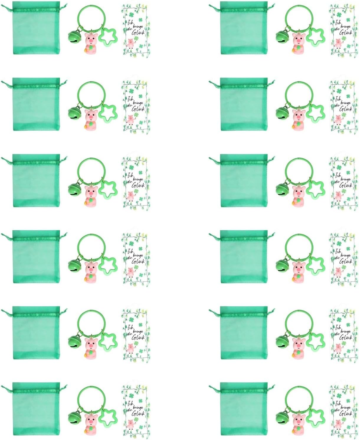 St Patrick Day Party Favor Packs Set with Keychains and Gift Bags