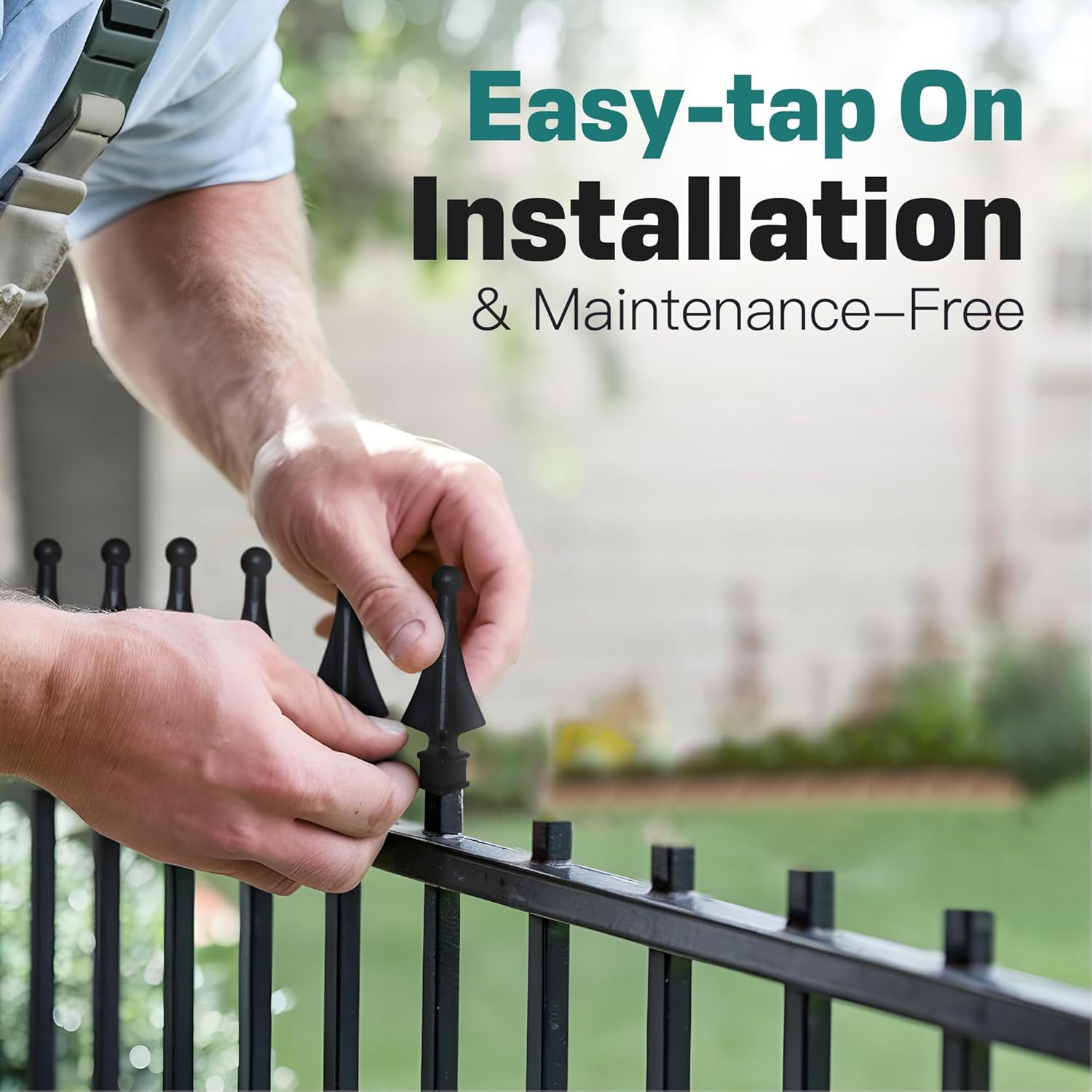 Fence Finial Toppers for Square Posts 58 in Black 10 Pack