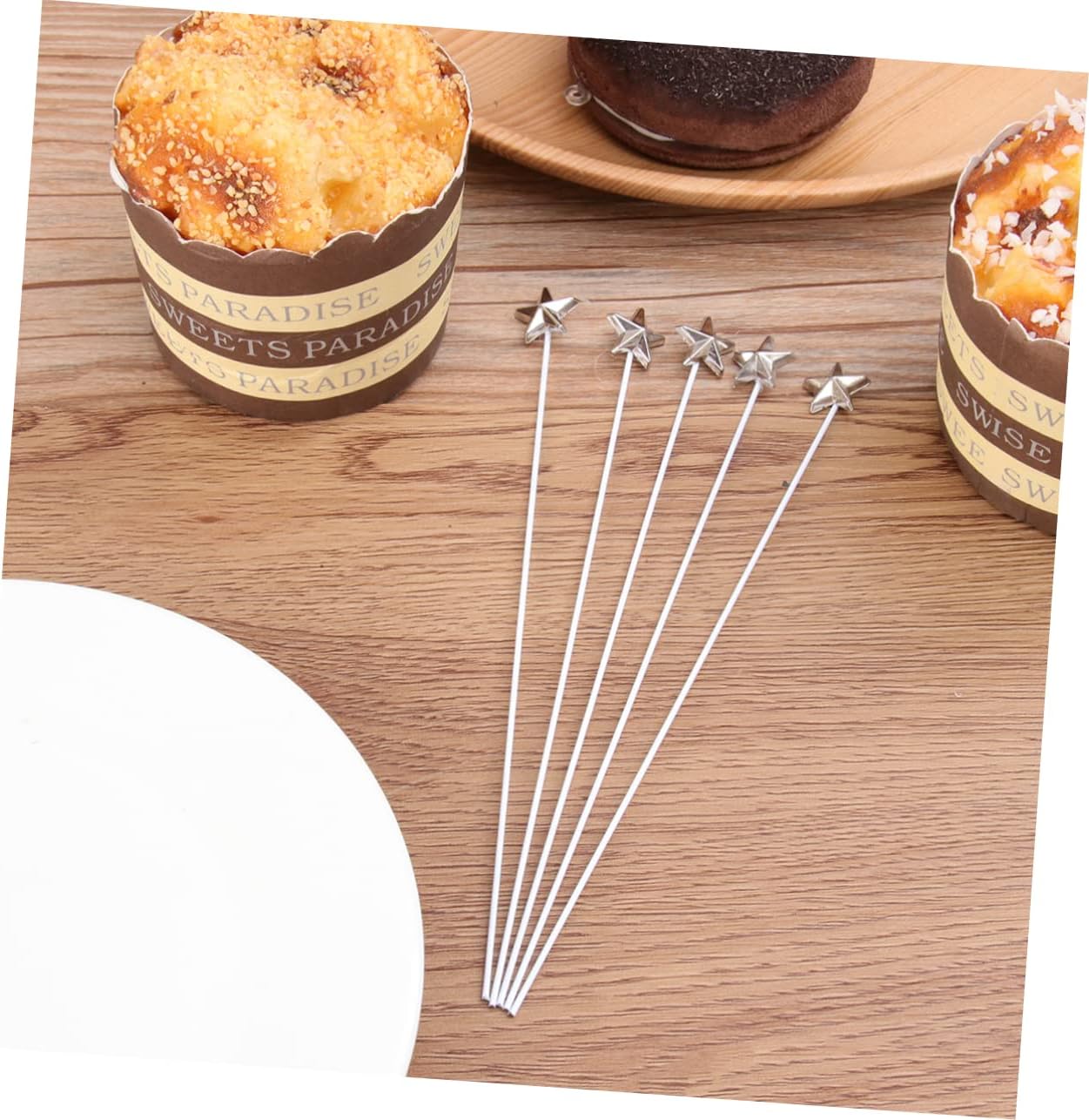 MAGICLULU 50 Pcs Five Pointed Star Cake Inserts Silver Toppers