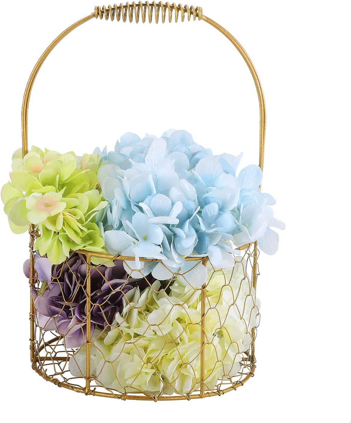 PerGar Golden Metal Flower Girl Basket for Weddings