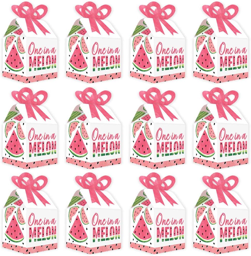 Big Dot of Happiness Sweet Watermelon Bow Boxes Set of 12