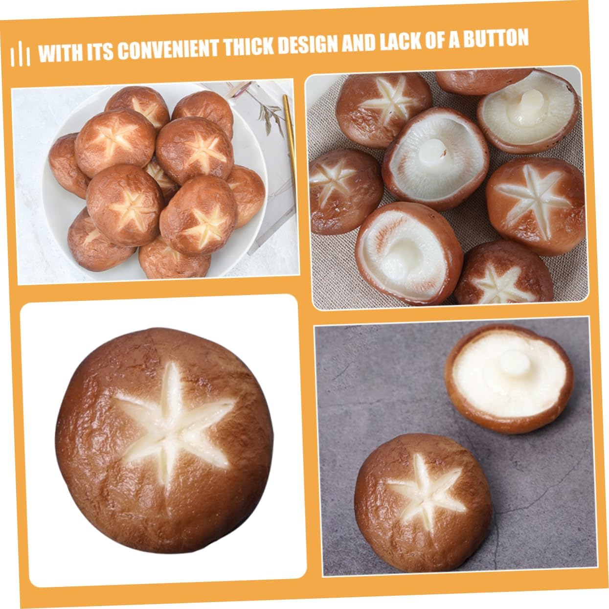 5pcs Artificial Shiitake Mushroom Model for Barbecue and Photo Props